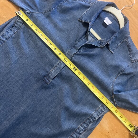 CHICO'S Chambray Shirt S 1/8-10 Womens Small Blue Button Side Detail Long Sleeve - Picture 8 of 12